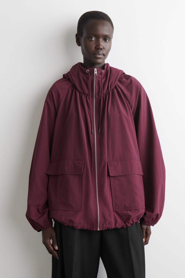 Technical Hooded Parka Jacket, Alternate, color, DARK RED