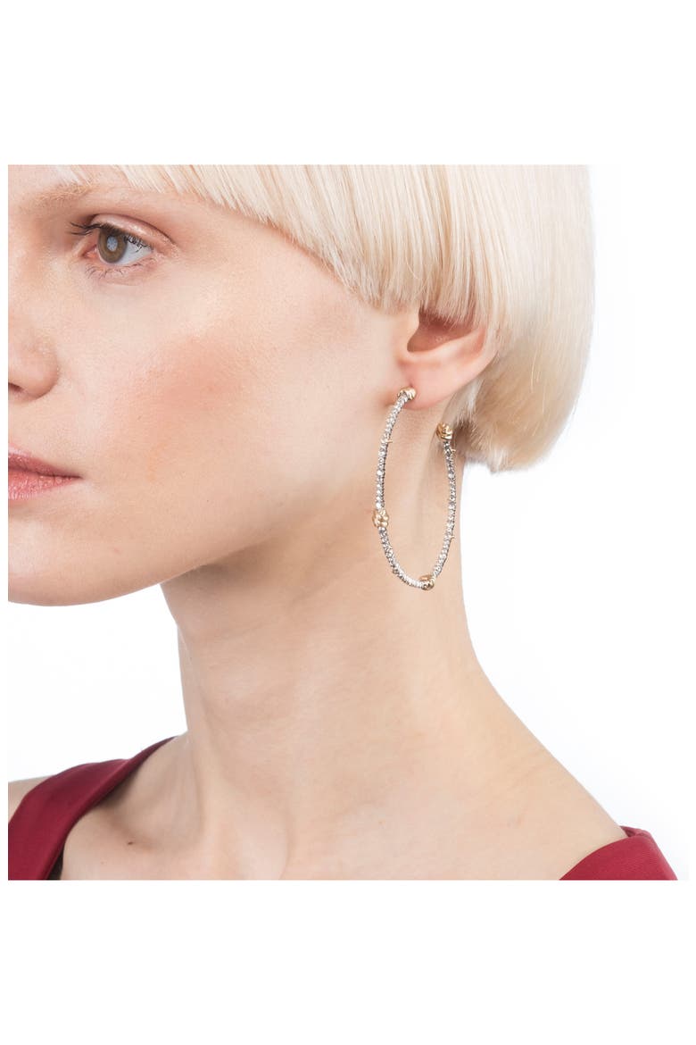 Crystal Pavé Knotted Hoop Earrings, Alternate, color, GOLD/ SILVER