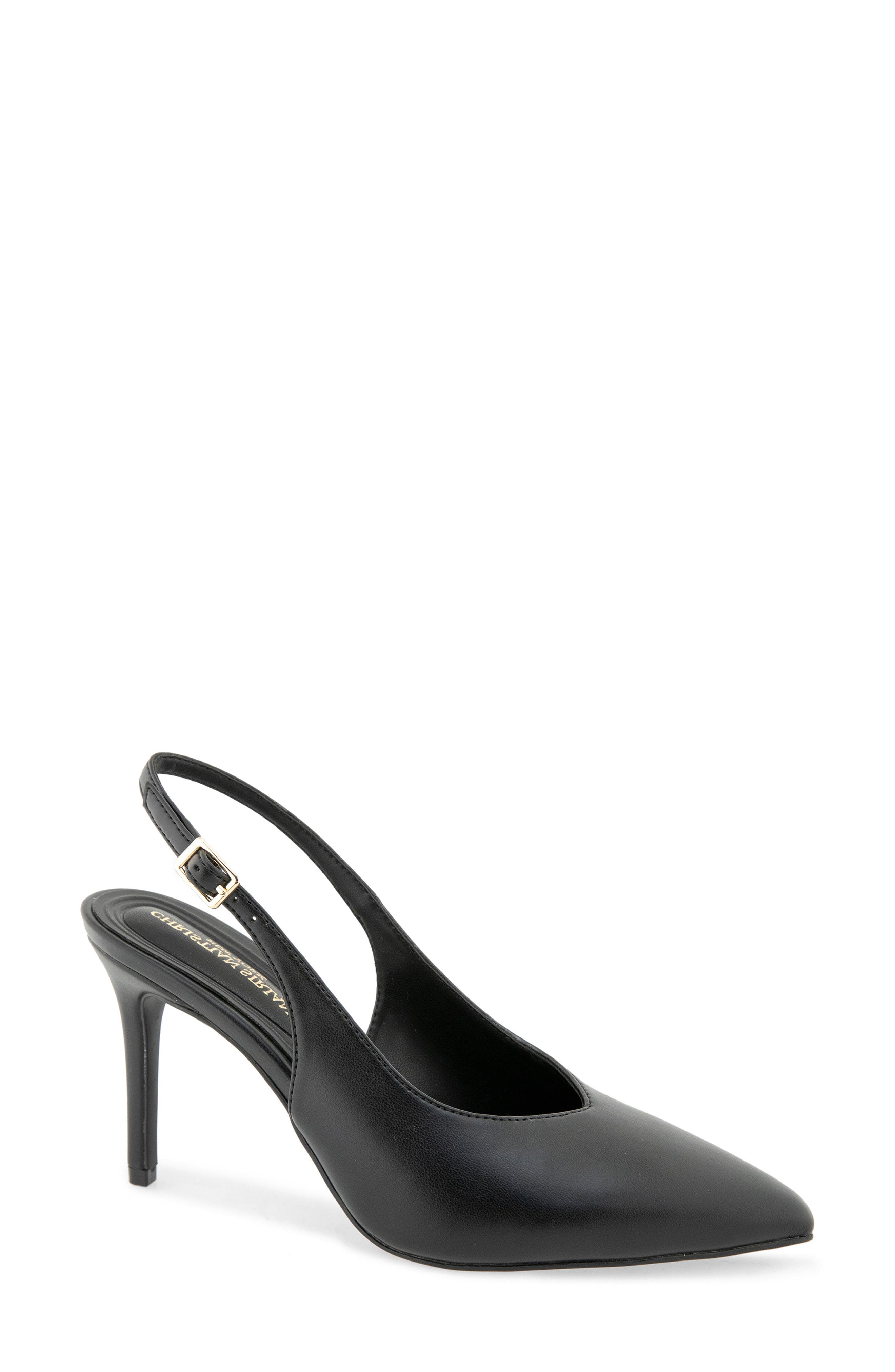 Barlix Pointed Toe Slingback Pump, Main, color, BLACK PU