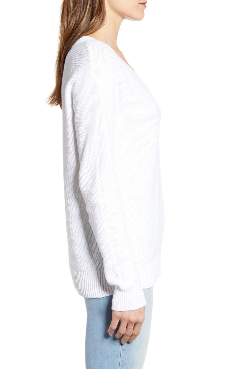 Caslon<sup>®</sup> V-Neck Cotton Seed Stitch Sweater, Alternate, color, 