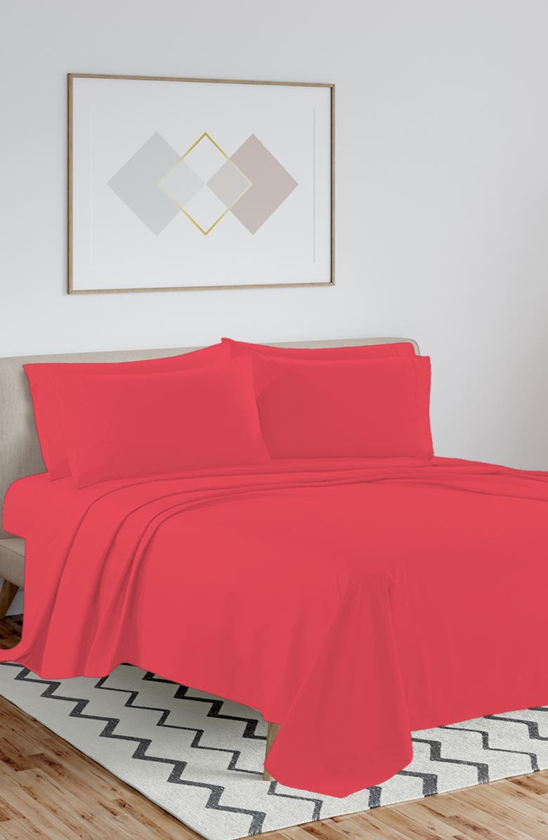 Luxury Home Bright Deep Pocket Microfiber Sheet Set, Alternate, color, Hot Pink