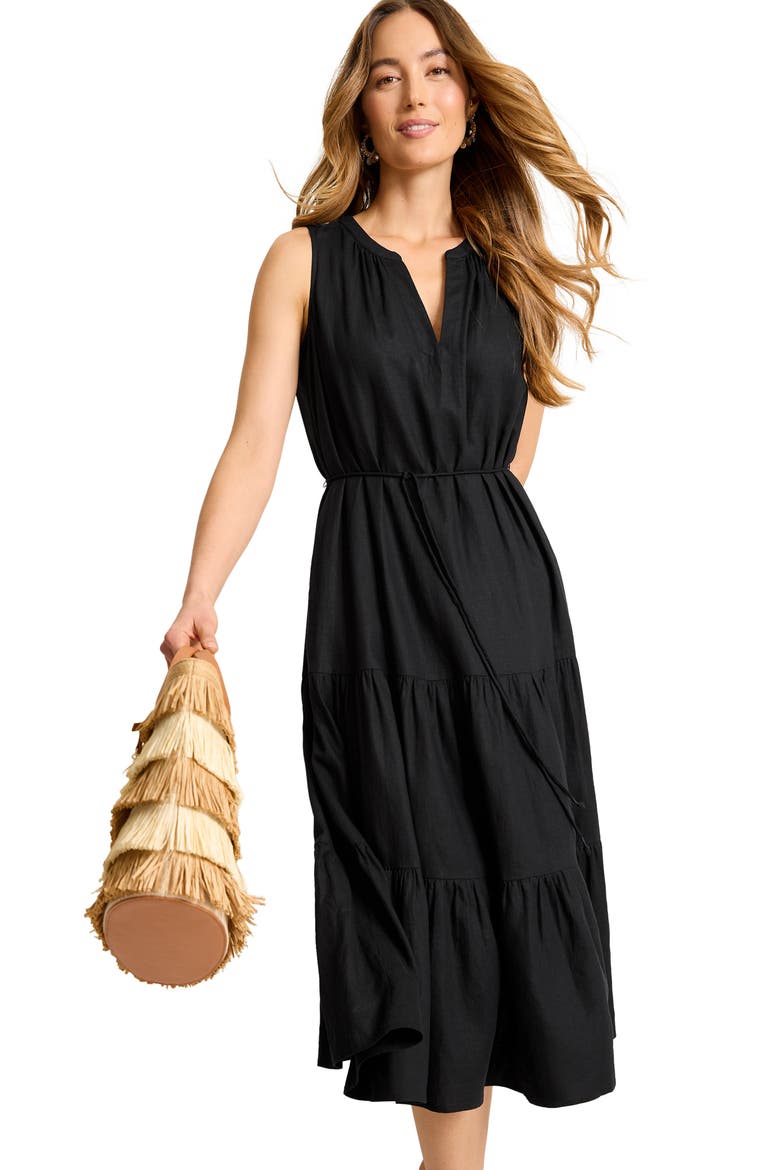 Coastal Tide Sleeveless Dress, Alternate, color, BLACK