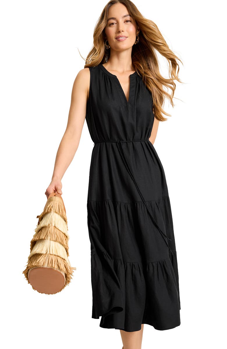 Tommy Bahama Coastal Tide Sleeveless Dress, Alternate, color, Black