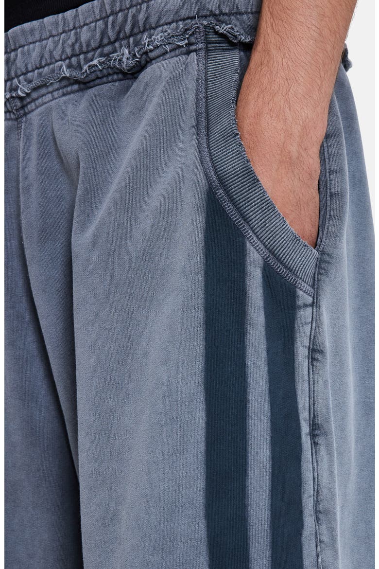 Distressed Washed Side Stripe Monster Sweat Shorts, Alternate, color, CHARCOAL