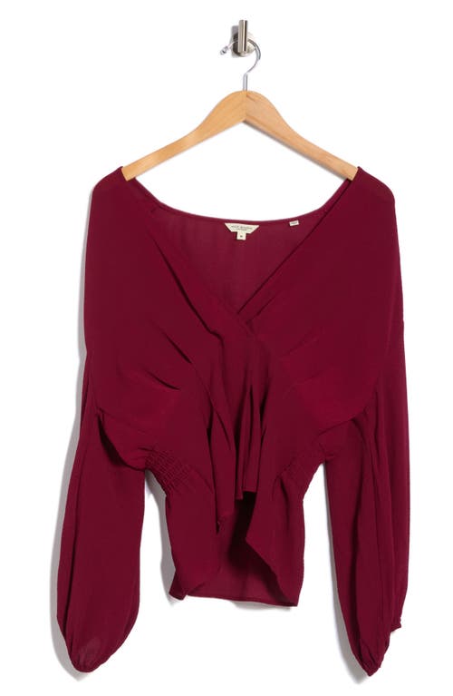 Max Studio Ruffle Neck Long Sleeve Top In Pink