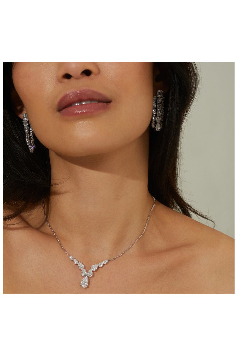 Shine On Pear Cubic Zirconia Pendant Necklace, Alternate, color, RHODIUM