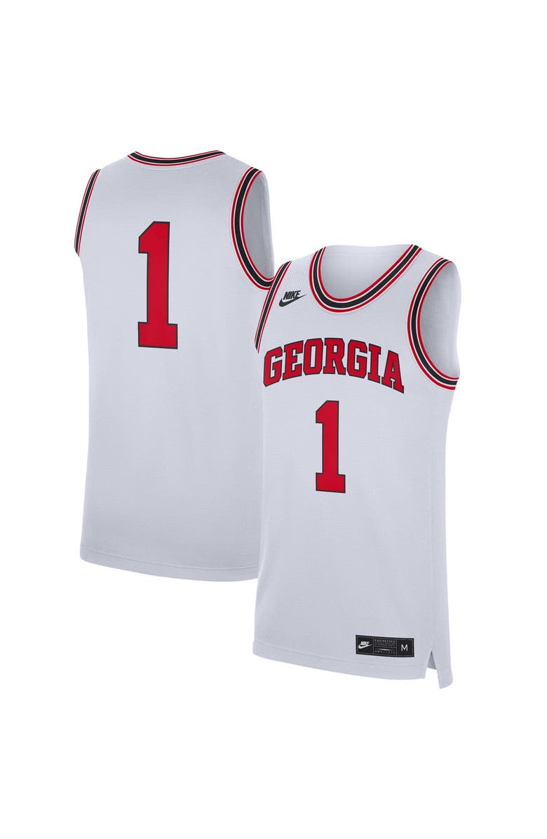 Nike Men's Nike #1 White Georgia Bulldogs Replica Jersey, Main, color, 