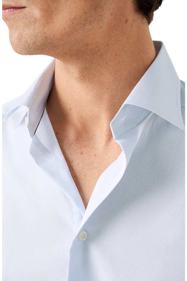 Contemporary Fit Pinstripe Cotton Twill Dress Shirt, Alternate, color, LIGHT BLUE