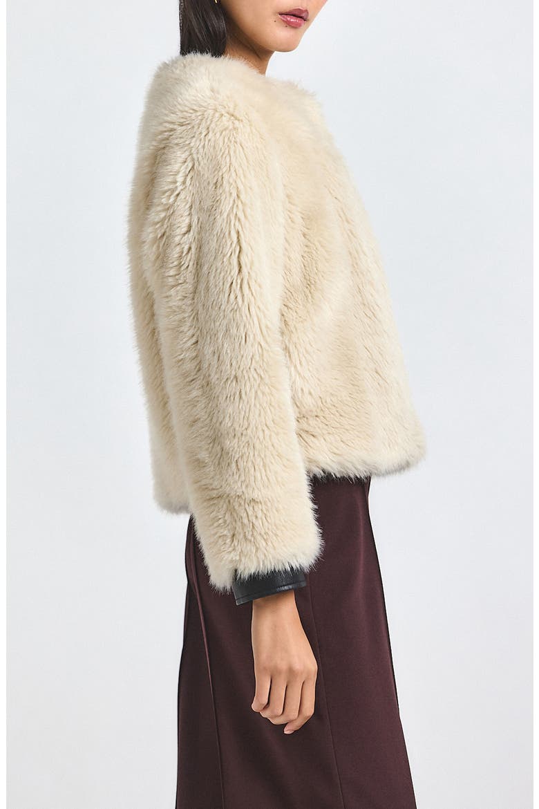 Emerise Plush Faux Fur Coat, Alternate, color, CREAM
