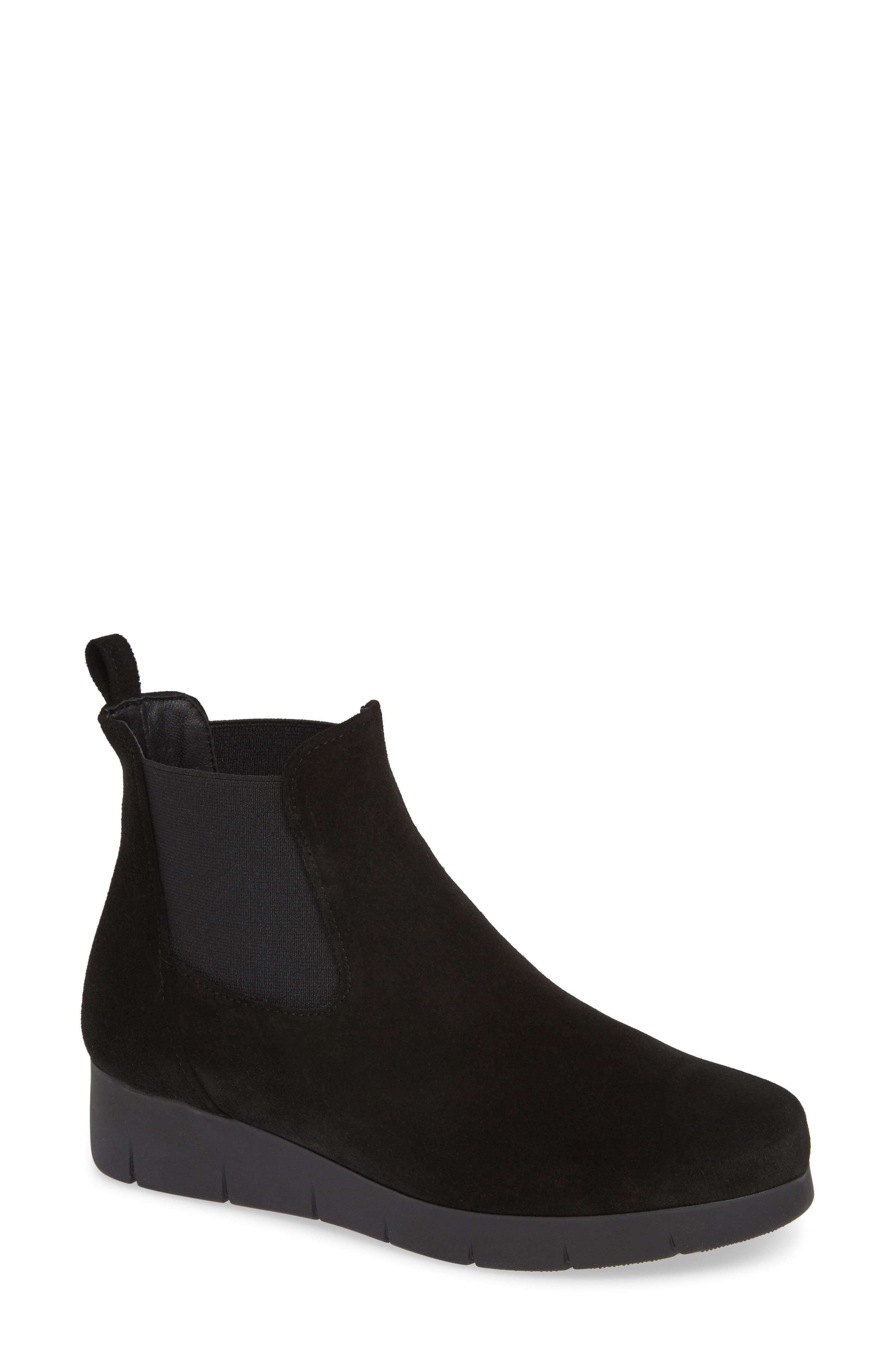 Aimee Water Resistant Chelsea Bootie, Main, color, BLACK SUEDE