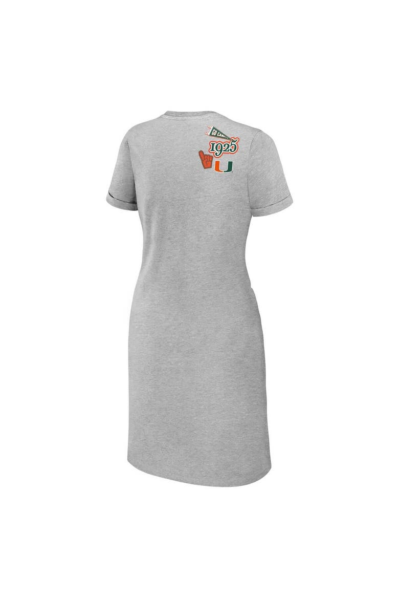Women's WEAR by Erin Andrews Heather Gray Miami Hurricanes Knotted T-Shirt Dress, Alternate, color, Heather Gray