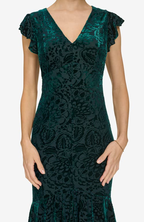 Tommy Hilfiger Flutter Sleeve Empire Dress In Green