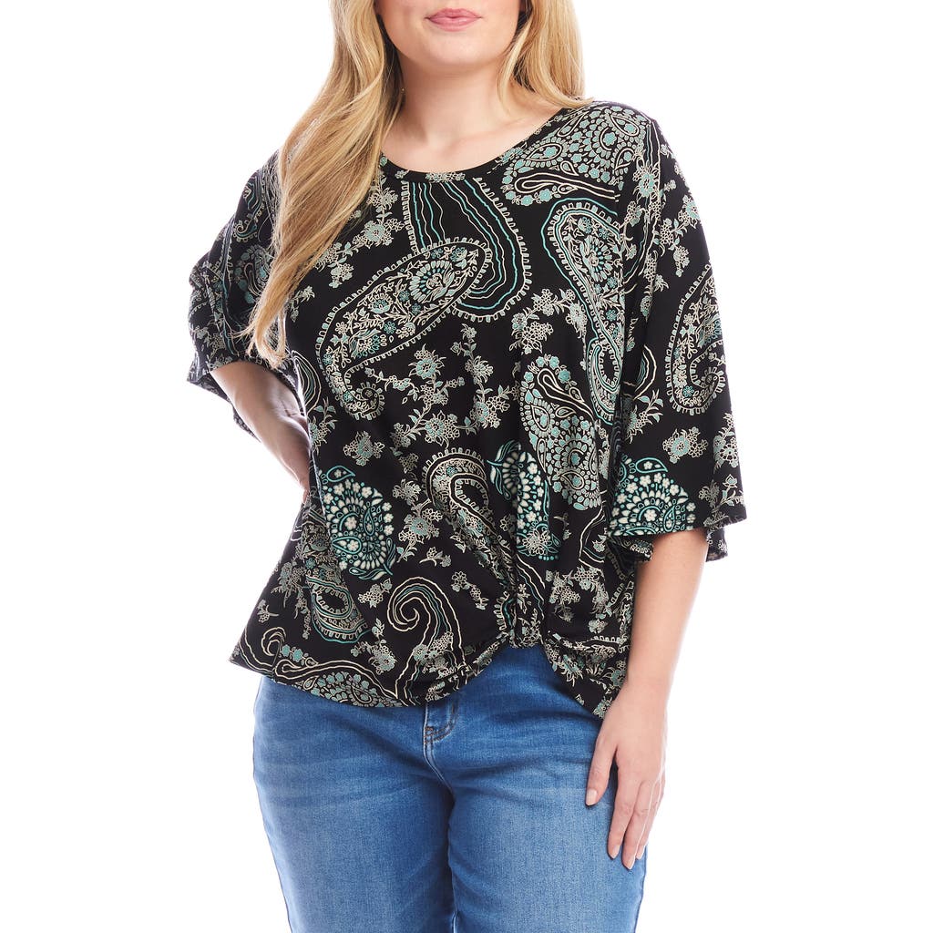 Karen Kane Print Flare Sleeve Top In Paisley