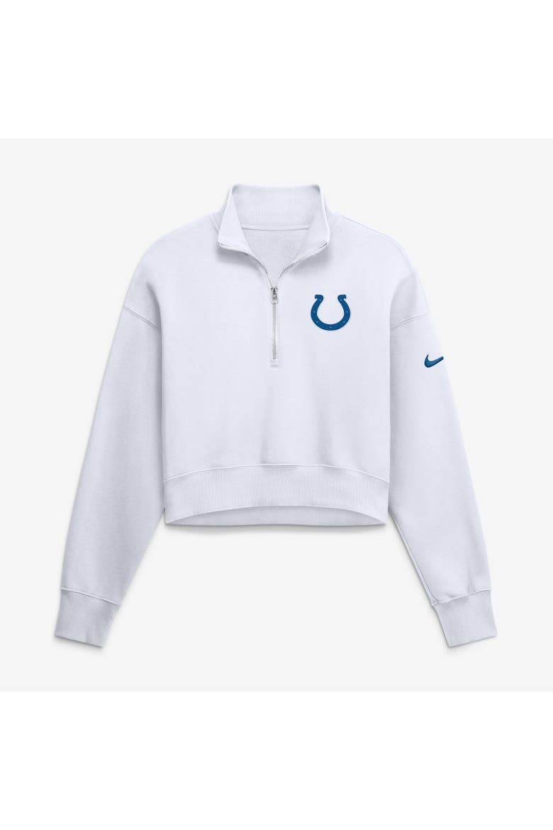 Women's Nike White Indianapolis Colts Oversized Phoenix Fleece Cropped Quarter-Zip Sweatshirt, Main, color, White