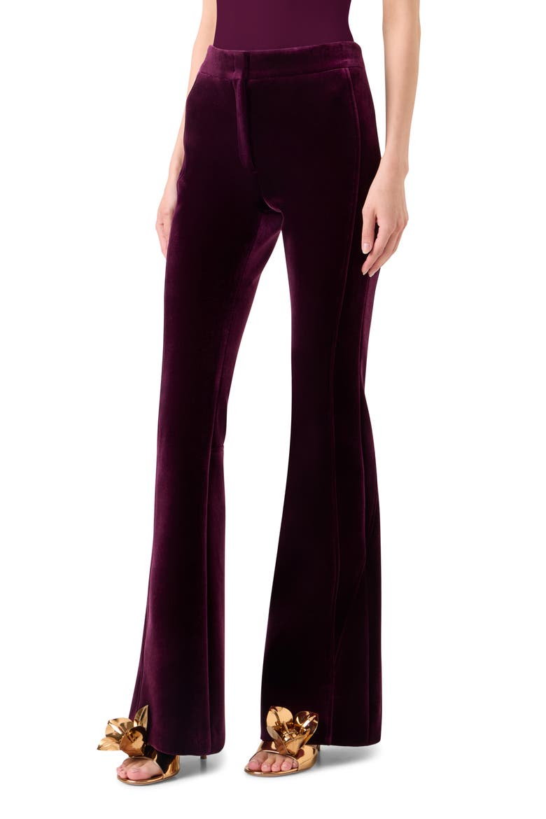 Faris Velvet Scuba Knit Bootcut Pants, Alternate, color, MERLOT RED