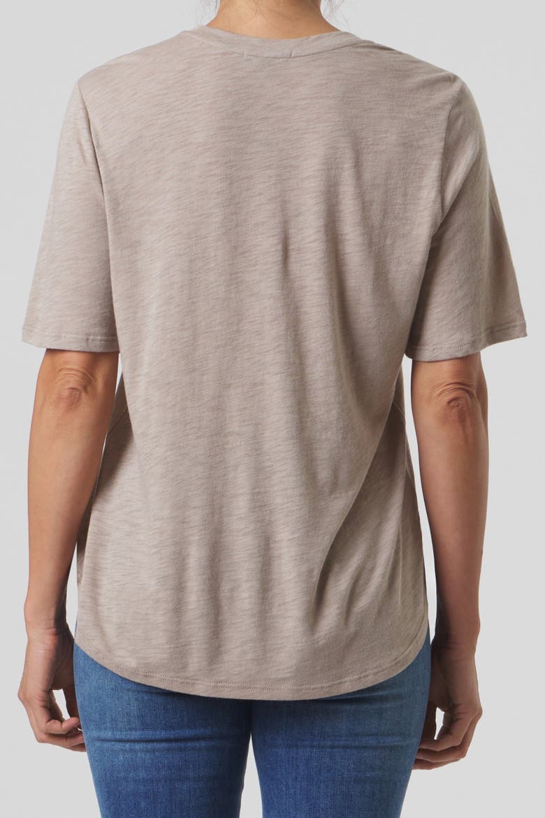 Slub Jersey V-Neck Elbow Sleeve Tee, Alternate, color, Sand