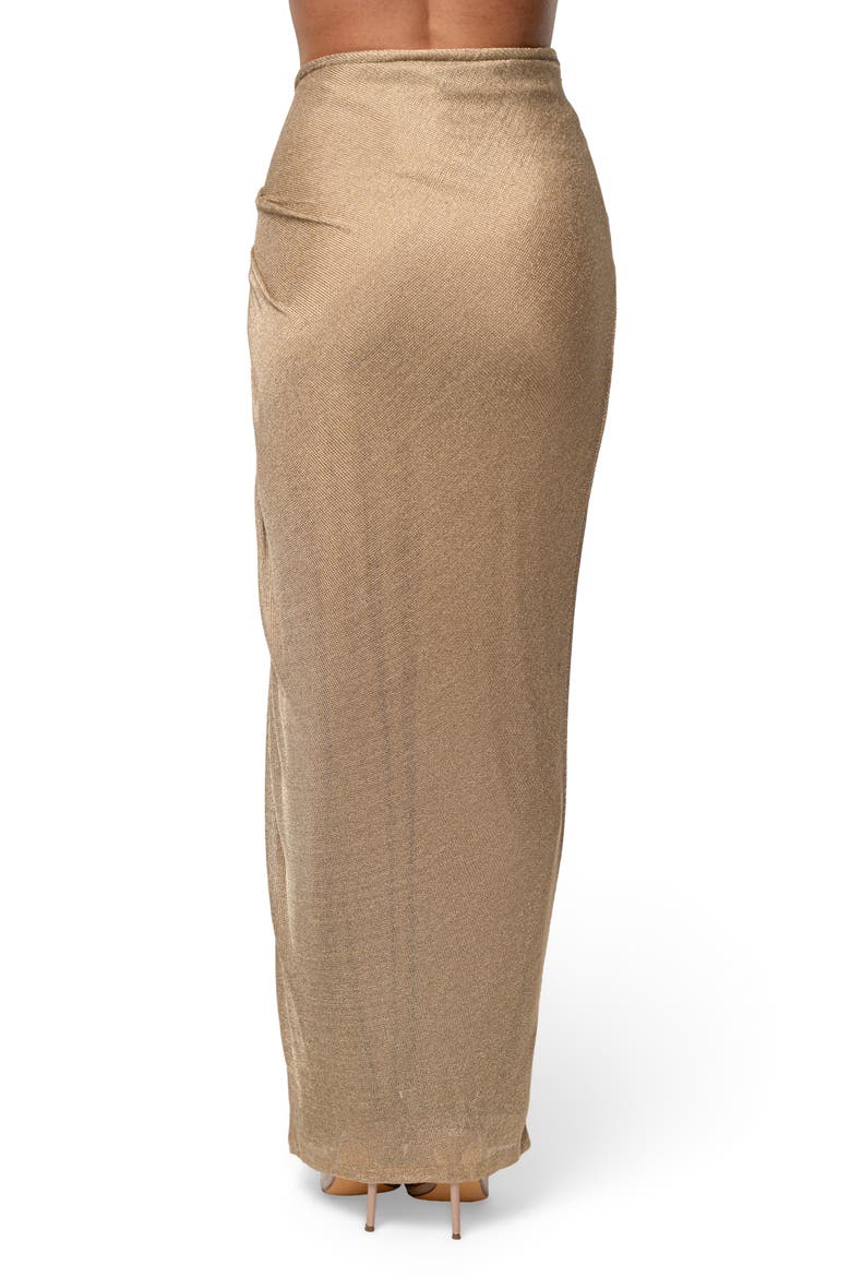Noelia Metallic Maxi Sweater Skirt, Alternate, color, GOLD