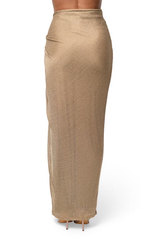 Jluxlabel Noelia Metallic Maxi Sweater Skirt In Brown