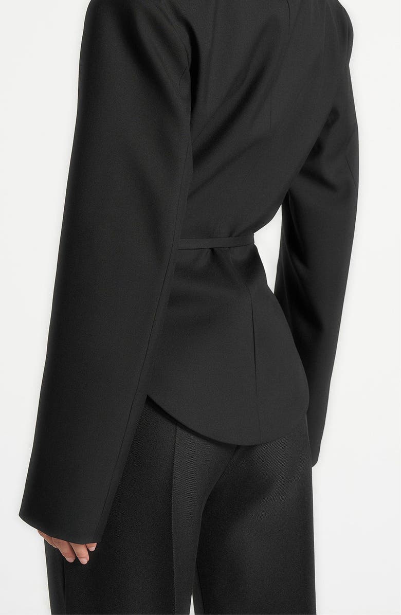 Manière De Voir Yuna Plunge Tailored Blazer With Belt, Alternate, color, Black