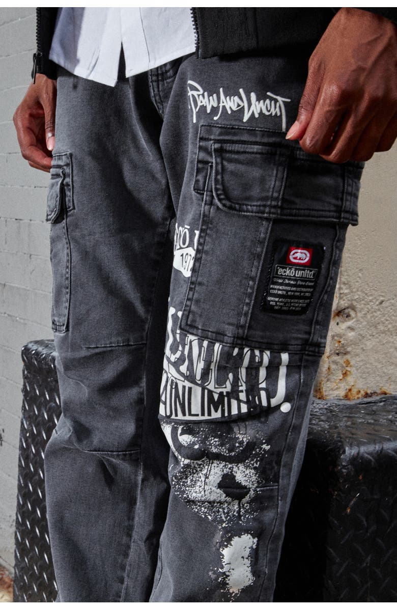 Ecko Unltd. Men's ECKO Tag Denim Cargo Pants, Alternate, color, Washed Grey