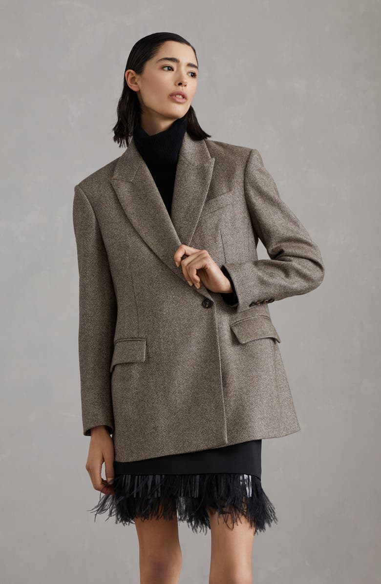 Brunello Cucinelli Carded chevron blazer, Alternate, color, 