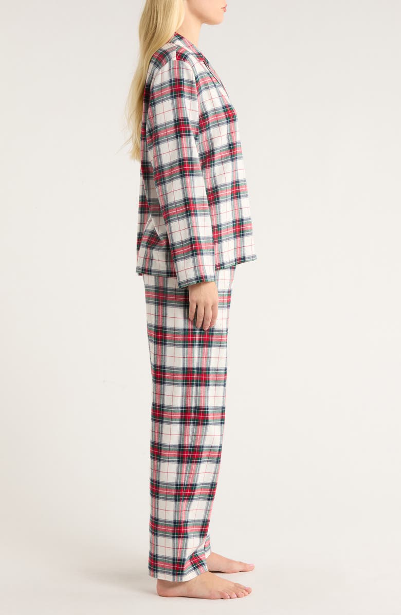 Eberjey Plaid Cotton Flannel Pajamas, Alternate, color, Tartan Plaid Ivory