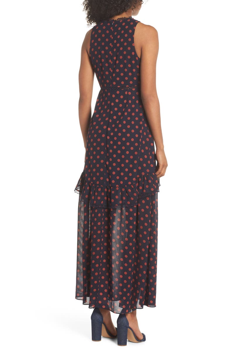 NSR Dot Ruffle Maxi Dress, Alternate, color, 