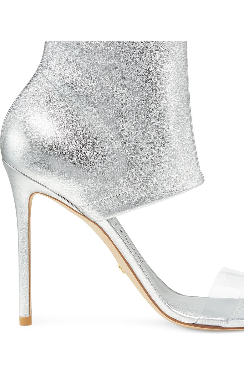 Stuart Weitzman Frontrow Stretch Bootie, Alternate, color, Silver/Clear