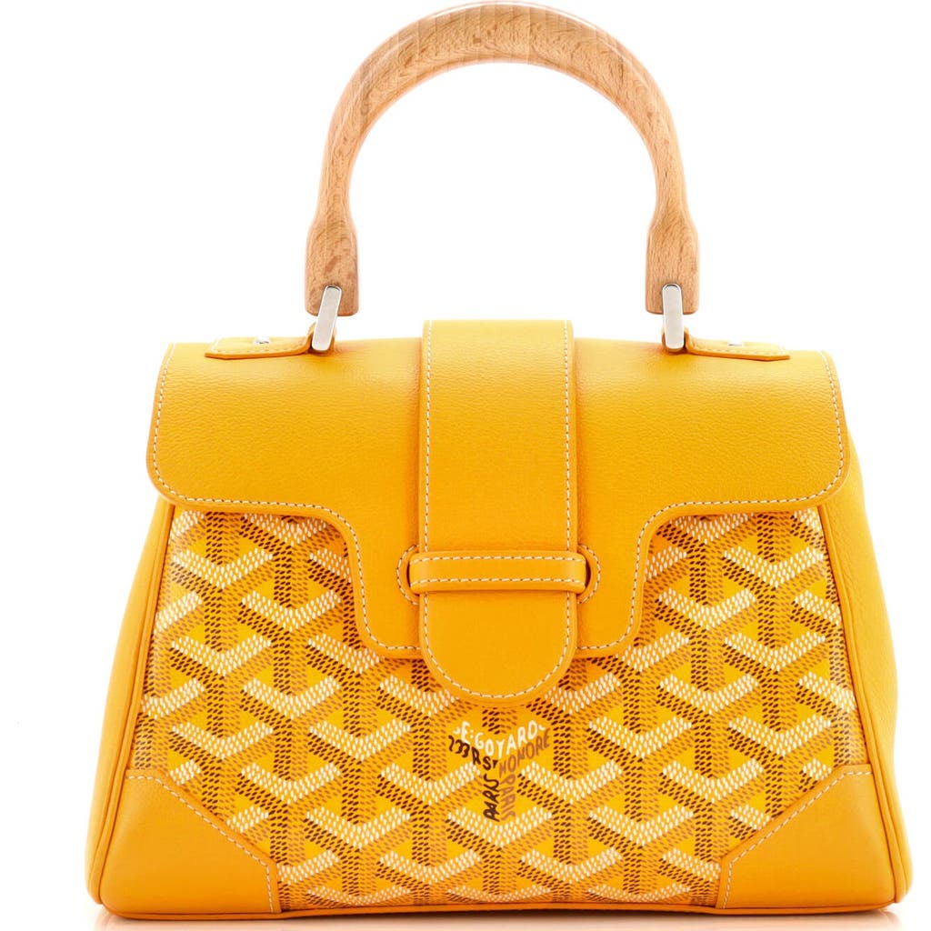 Pre-owned Goyard Goyard Saigon Top Handle Bag Coated Canvas With Leather Mini In Yellow