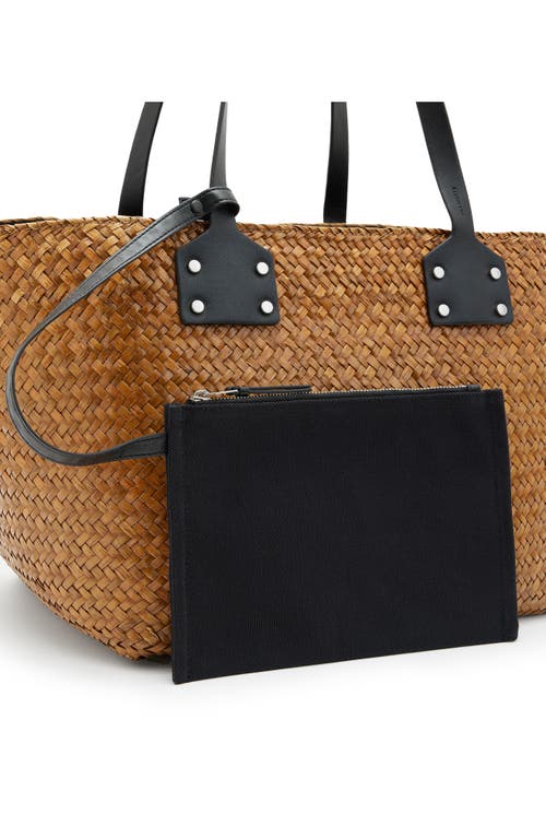 Allsaints Mosley Straw Tote In Almond Beige