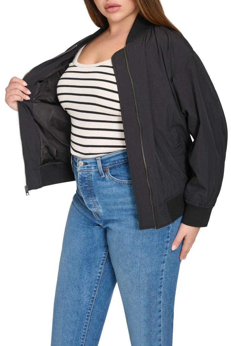 Relaxed Bomber Jacket, Alternate, color, BLACK