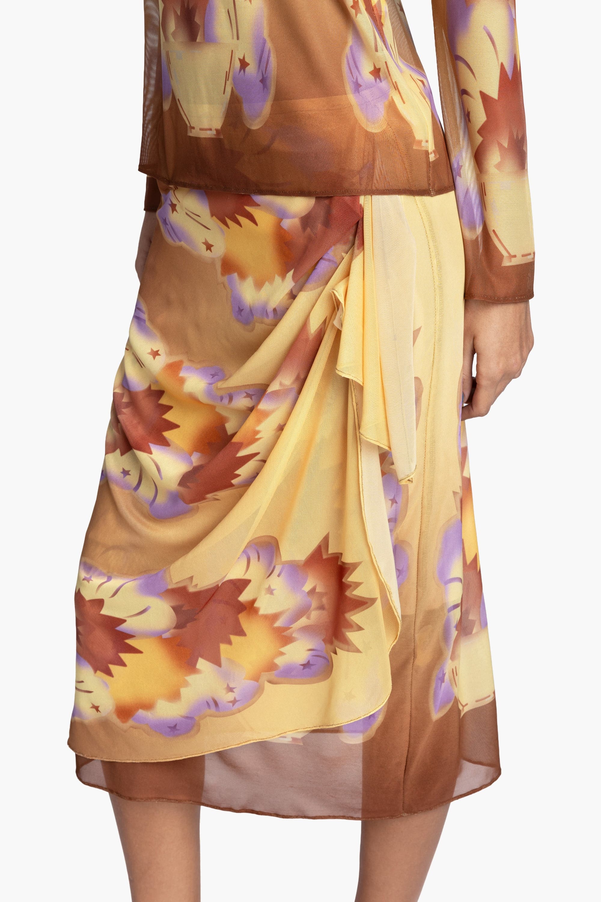Sunburst Mesh Sarong Skirt - image 2