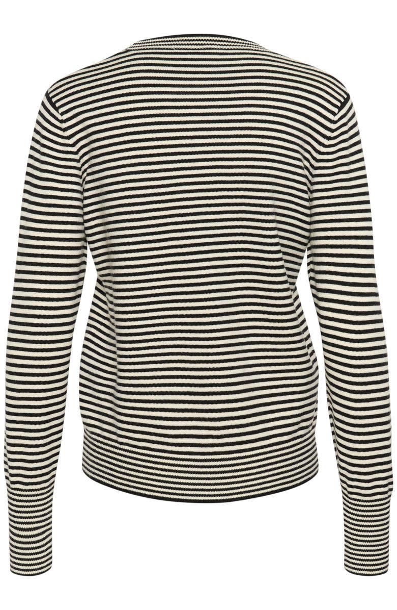 Kaffe Kanala Round Neck Tight Knit Pullover, Alternate, color, Chalk / Black