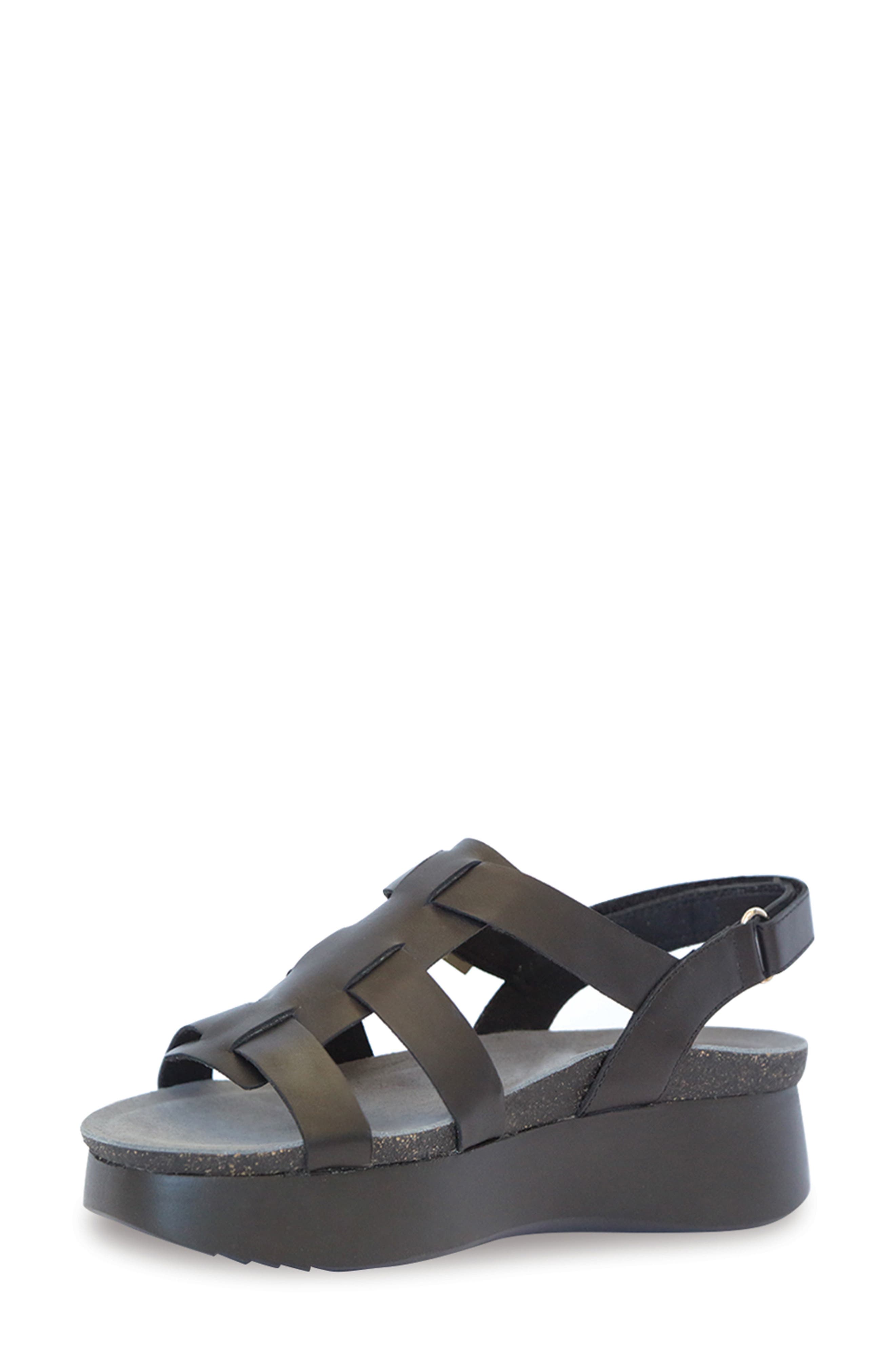 Flynn Platform Sandal, Alternate, color, BLACK LEAT