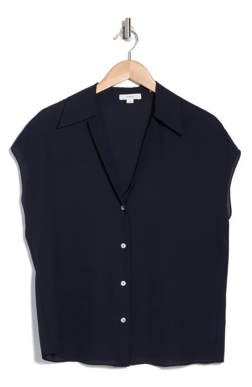 Vince Cap Sleeve Ruched Blouse In Coastal In Coastal
