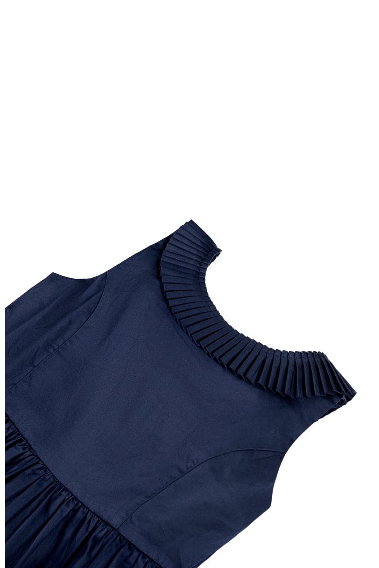 Girls' Pleated Collar Party Dress, Toddler, Alternate, color, Navy Sateen