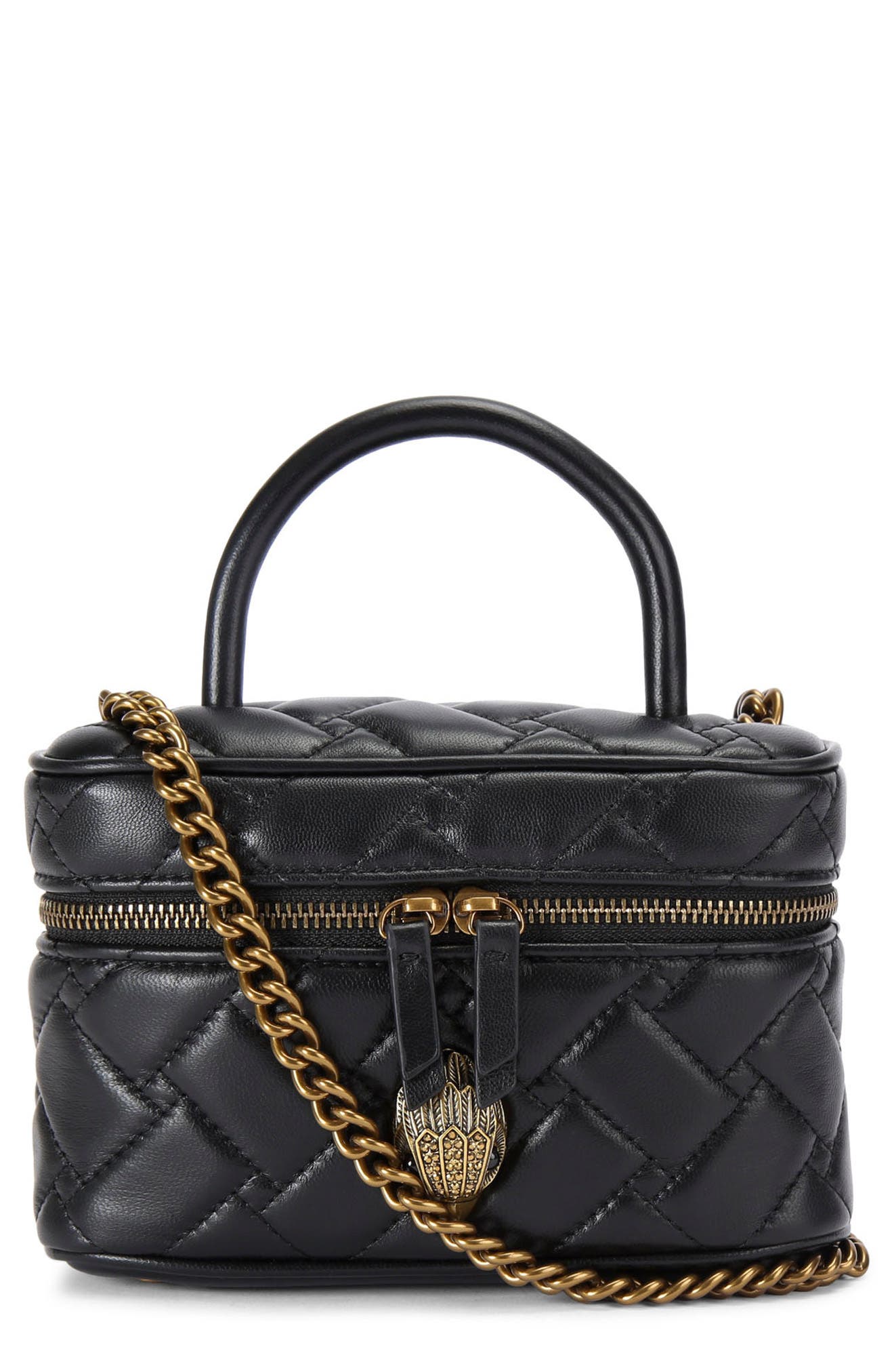 Kurt Geiger London Mini Kensington Quilted Leather Cosmetics Case, Main, color, 