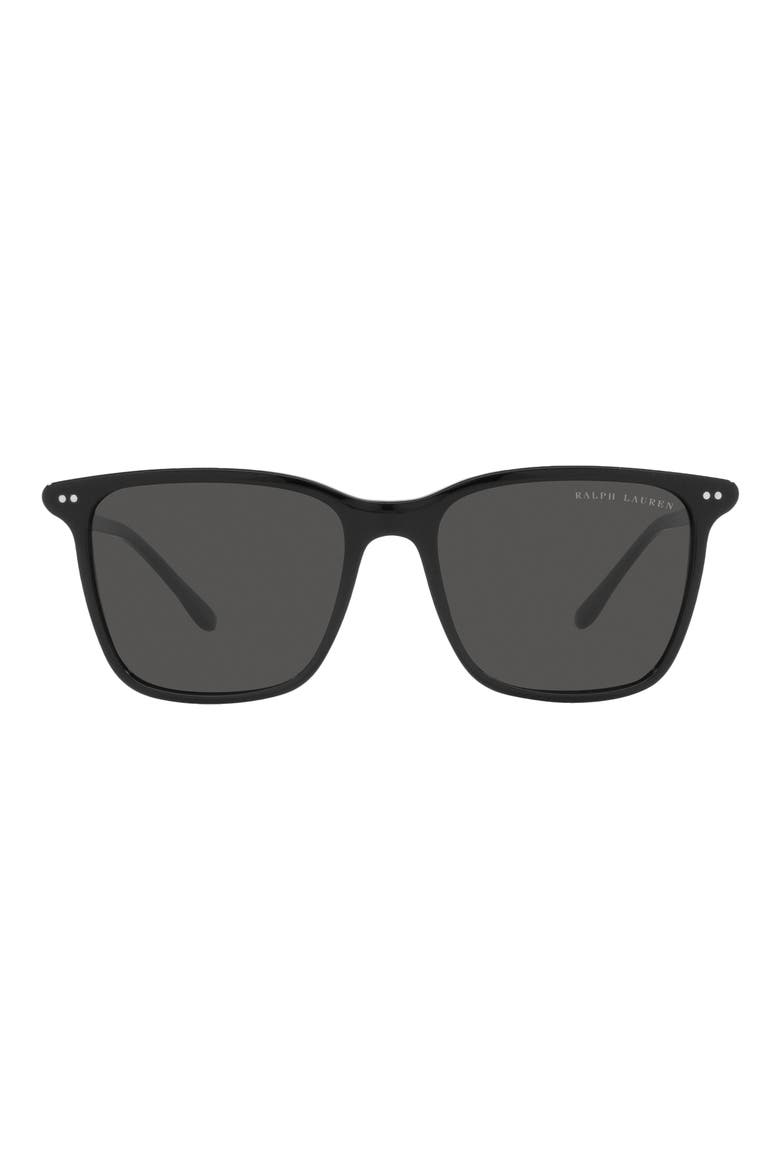53mm Pillow Sunglasses, Main, color, SHINY BLACK / DARK GREY