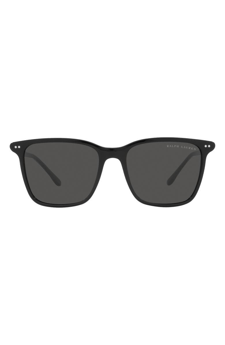 Ralph Lauren 53mm Pillow Sunglasses, Main, color, Shiny Black / Dark Grey