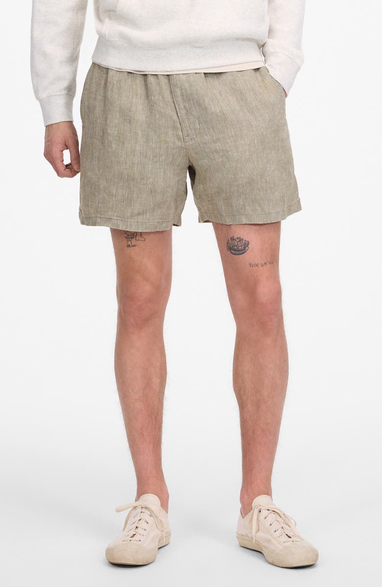Madewell Everywear Linen Shorts, Main, color, Sage