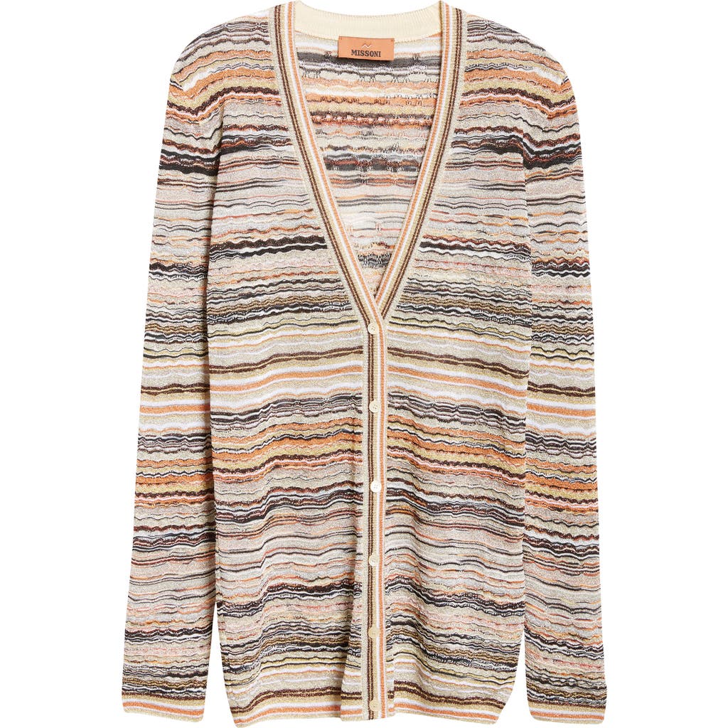 MISSONI MISSONI METALLIC ZIGZAG V-NECK CARDIGAN