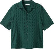 MANGO Tonal Stripe Camp Shirt