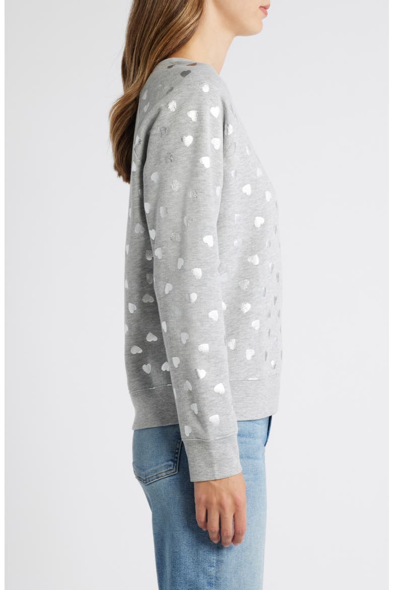 Heart Foil Print Graphic Sweatshirt, Alternate, color, GREY HEATHER HEARTS