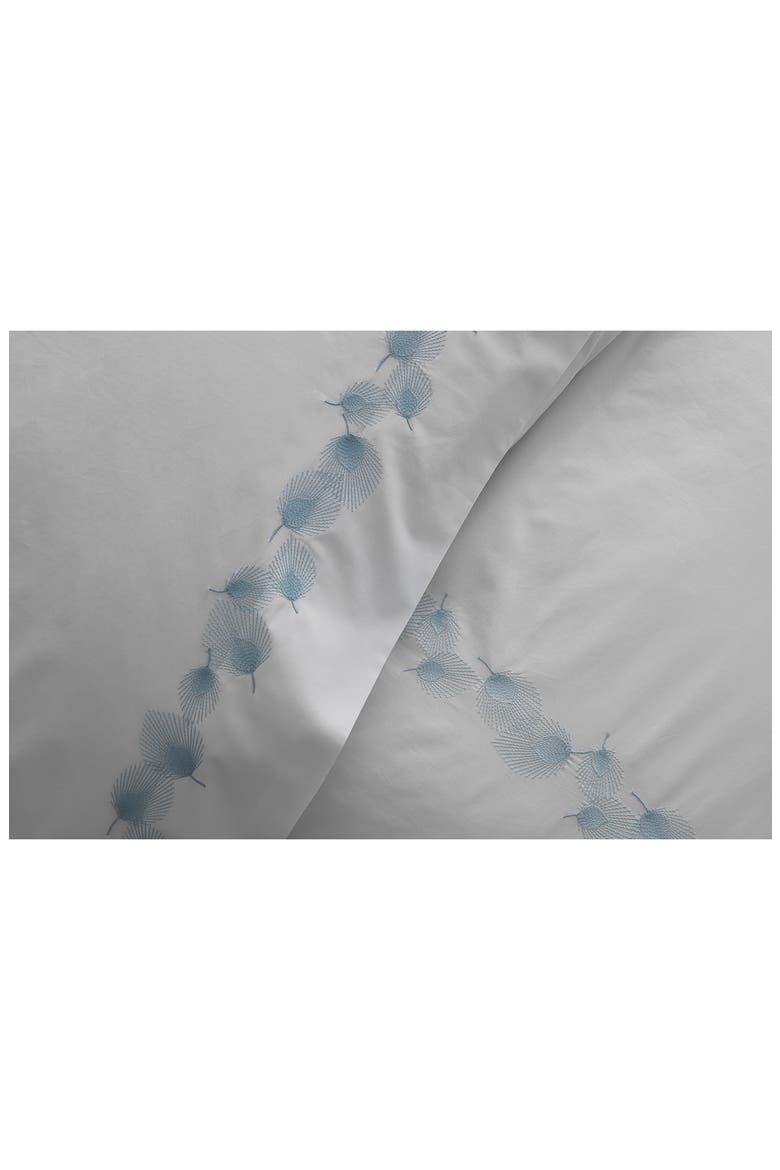 Feather Embroidered Duvet Cover, Alternate, color, CHAMPAGNE