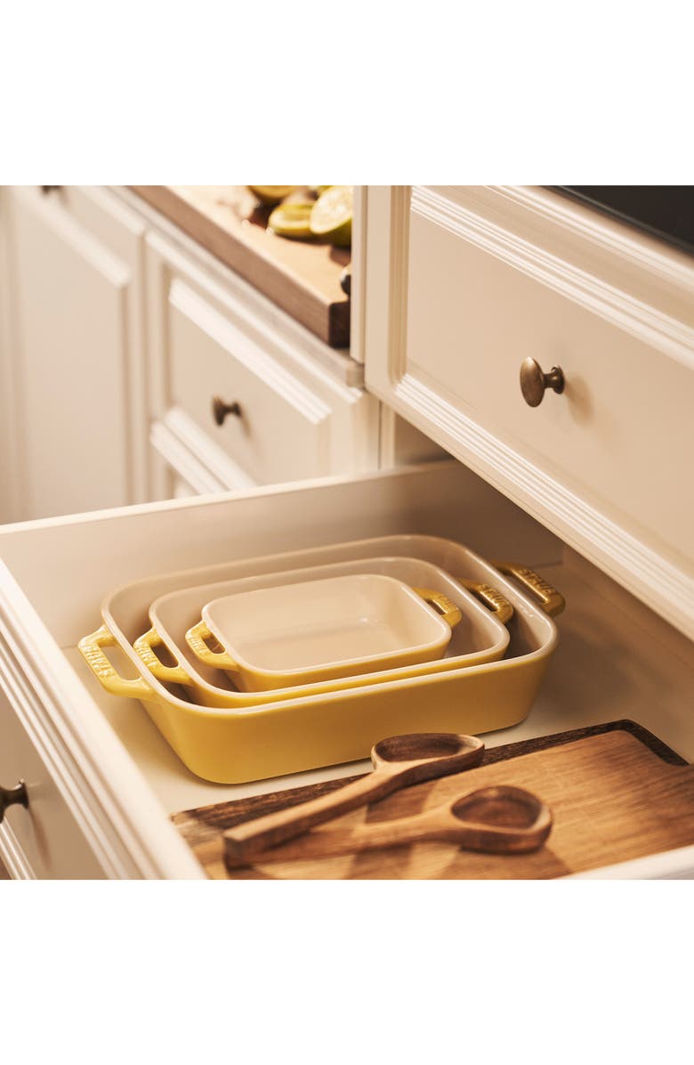 Staub 3-Piece Ceramic Rectangular Baking Dishes, Alternate, color, Citron