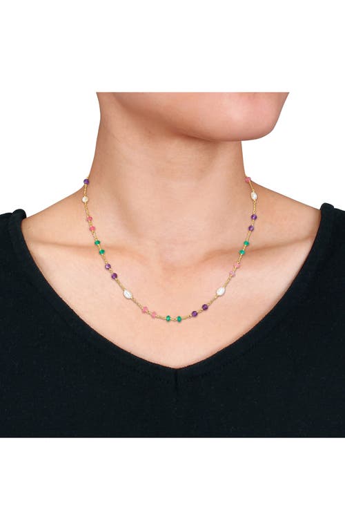 Delmar Set Of 2 Semiprecious Stone & Cultured Freshweater Pearl Necklaces In Gold