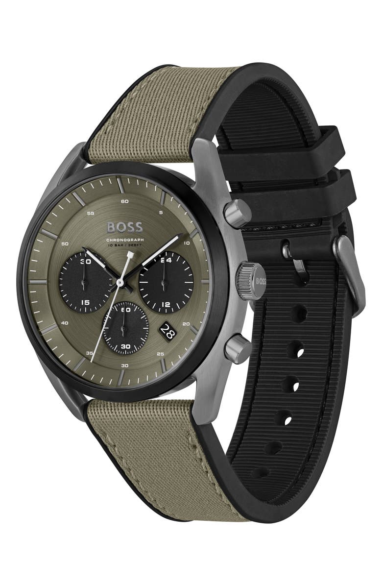 BOSS Top Chronograph Fabric & Silicone Strap Watch, 44mm, Alternate, color, 