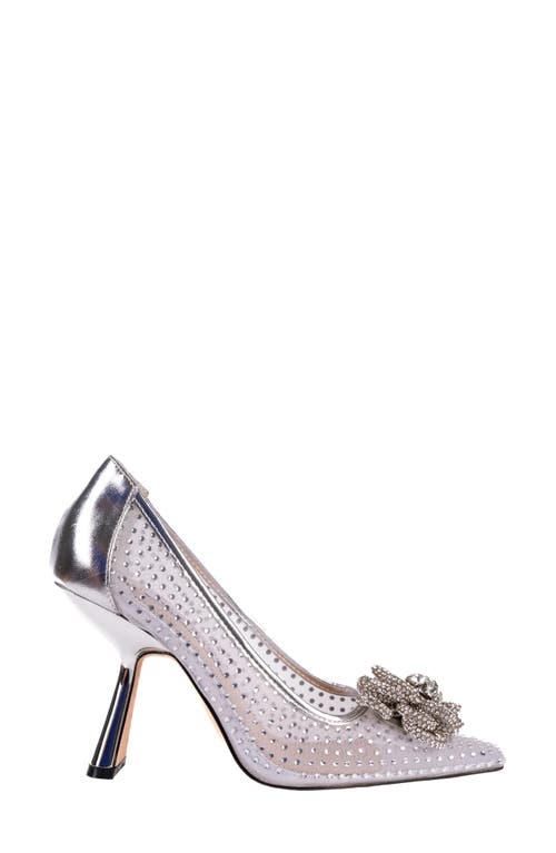 Lady Couture Rhinestone Mesh Pump In Silver