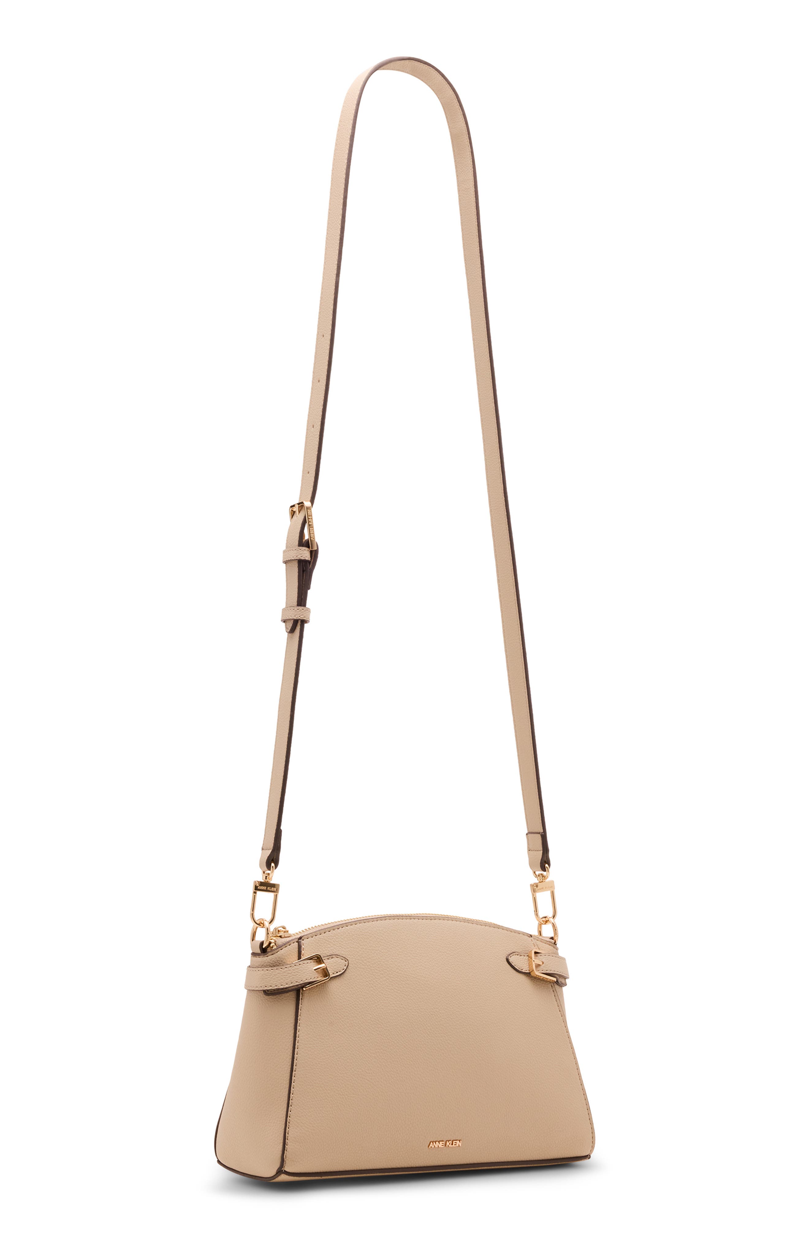 Anne Klein Belted Dome Crossbody Bag, Alternate, color, Sesame