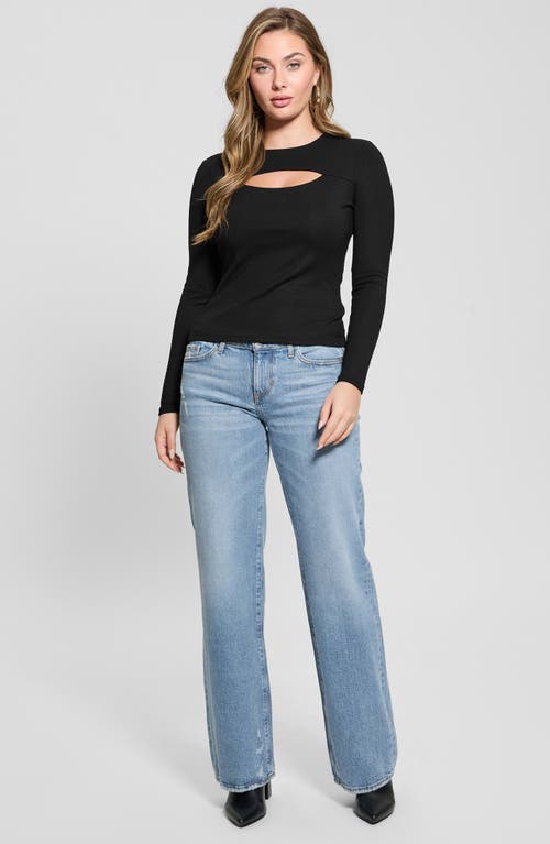 Guess Toni Cutout Rib Top In Black